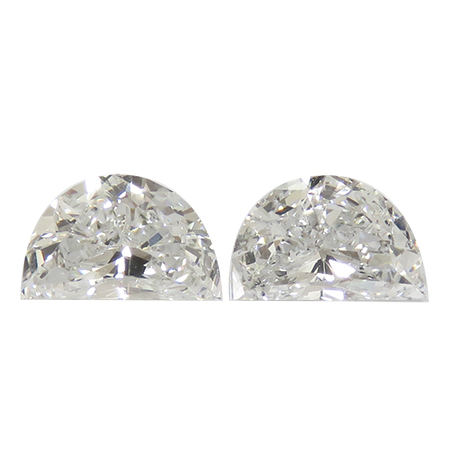 0.71 cttw Pair of Half Moon Natural Diamonds : E / SI1