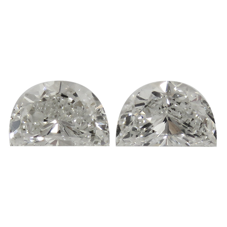 0.65 cttw Pair of Half Moon Natural Diamonds : H / VS2
