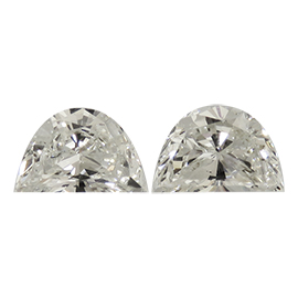 0.58 cttw Pair of Half Moon Natural Diamonds : H / VS1