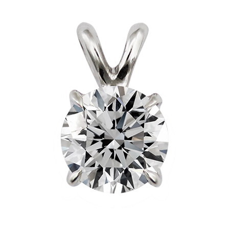 14K White Gold Solitaire Pendant : 0.75 ct. Diamond