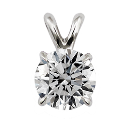 14K White Gold Solitaire Pendant : 0.75 ct. Diamond