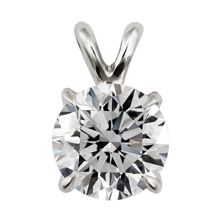 14K White Gold Solitaire Pendant : 1.00 ct Diamond