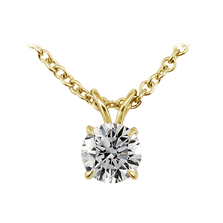 18K Yellow Gold Solitaire Pendant : 0.70 cttw Diamond