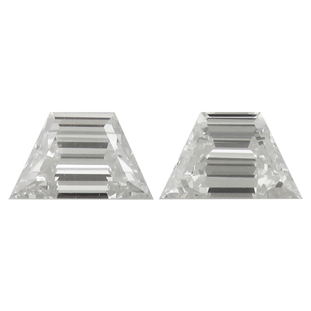 0.74 cttw Pair of Trapezoid Natural Diamonds : F / VS2