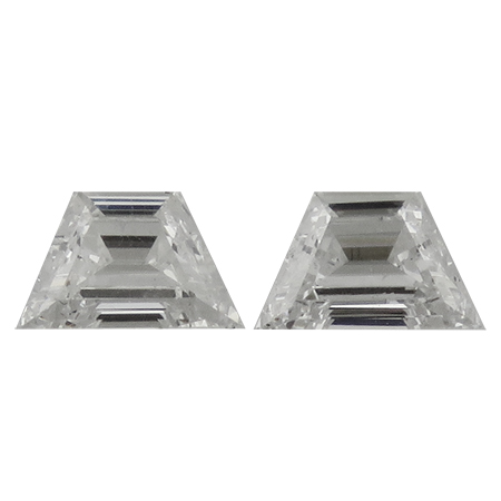 0.74 cttw Pair of Trapezoid Natural Diamonds : F / VS2