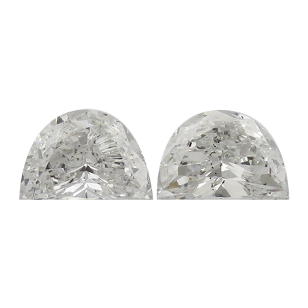 1.21 cttw Pair of Half Moon Natural Diamonds : H / SI2