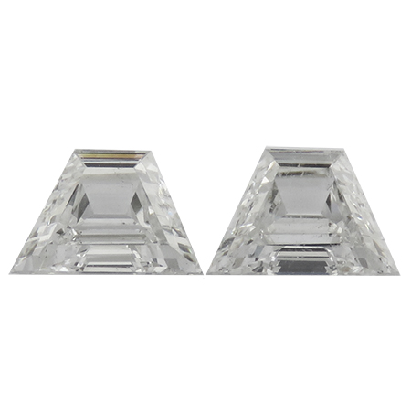 2.13 cttw Pair of Trapezoid Step Cut Diamonds : H / SI1