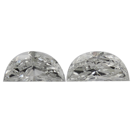 0.65 cttw Pair of Half Moon Natural Diamonds : G / SI1