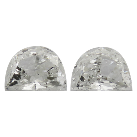 0.47 cttw Pair of Half Moon Natural Diamonds : H / SI1
