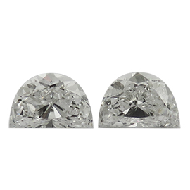 0.56 cttw Pair of Half Moon Natural Diamonds : F / VS2