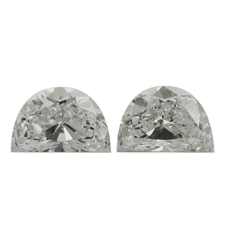 0.56 cttw Pair of Half Moon Natural Diamonds : F / VS2