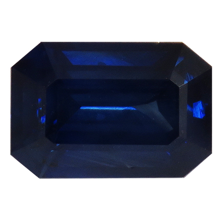 3.54 ct Emerald Cut Blue Sapphire : Deep Rich Blue