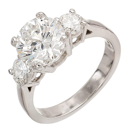 Platinum Three Stone Ring : 1.68 cttw Diamonds