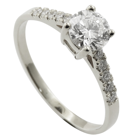 18K White Gold Multi Stone Ring : 0.85 cttw Diamonds