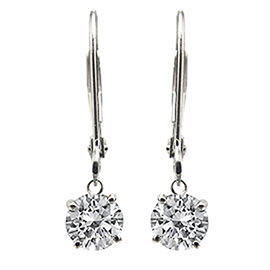 14K White Gold Drop Earrings : 0.60 cttw Diamonds