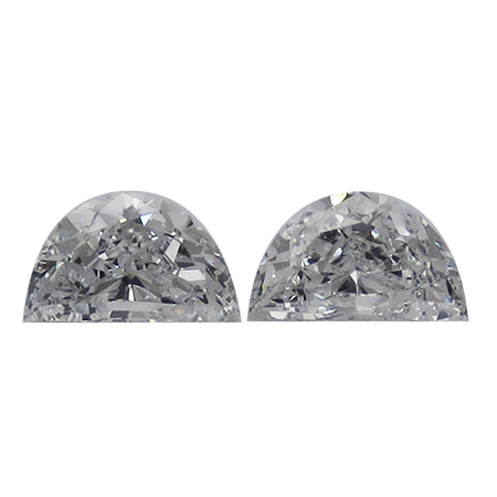 0.60 cttw Pair of Half Moon Natural Diamonds : D / SI1