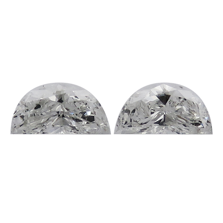 0.73 cttw Pair of Half Moon Natural Diamonds : G / SI1