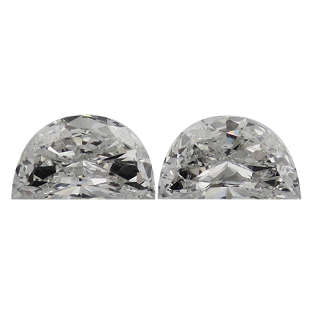 1.37 cttw Pair of Half Moon Natural Diamonds : H / SI1