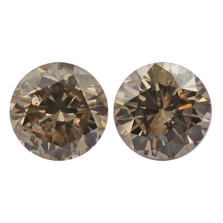 0.86 cttw Pair of Round Diamonds : Fancy Brown / I1