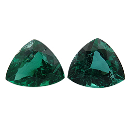 4.72 cttw Deep Rich Green Pair of Trillion Natural Emeralds