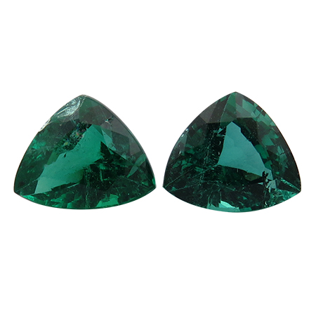 4.72 cttw Deep Rich Green Pair of Trillion Natural Emeralds