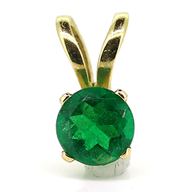 14K Yellow Gold Solitaire Pendant : 1/4 ct Emerald