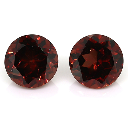 2.20 cttw Deep Rich Red Pair of Round Natural Garnets