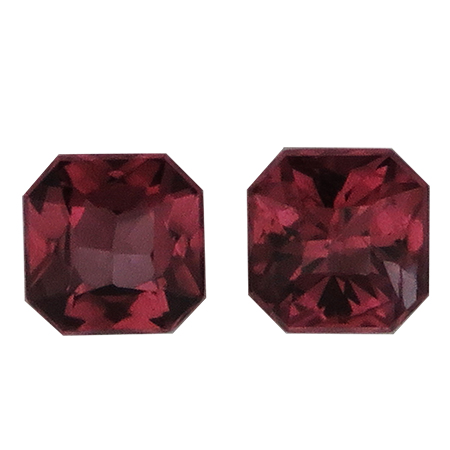 0.84 ct Pair of Reddish Brown Radiant Natural Garnet