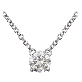 14K White Gold Solitaire Pendant : 0.50 cttw Diamond