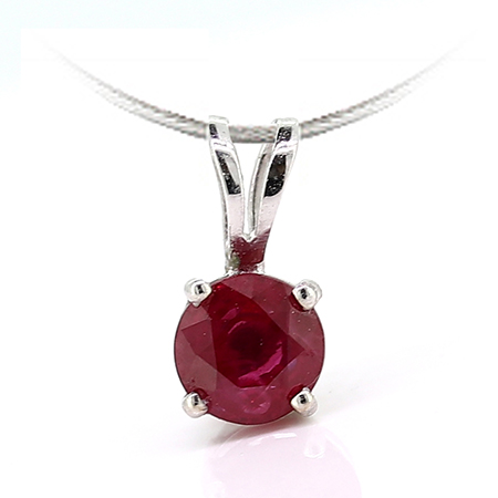 14K White Gold Solitaire Pendant : 1/2 ct Ruby