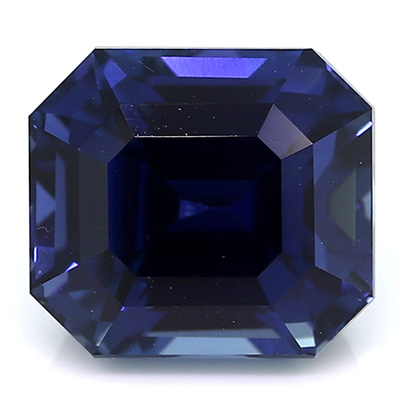 4.14 ct Emerald Cut Blue Sapphire : Rich Royal Blue