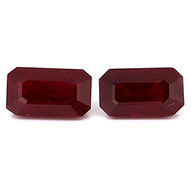 5.85 cttw Pair of Emerald Cut Rubies : Pigeon Blood Red