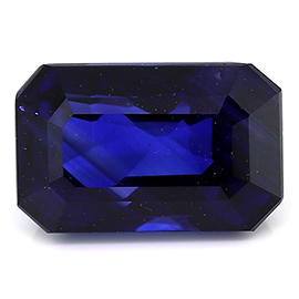 4.07 ct Emerald Cut Blue Sapphire : Rich Royal Blue