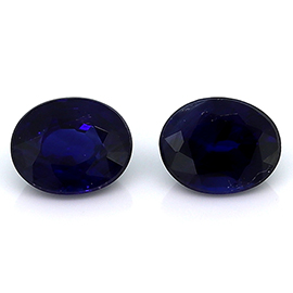 0.71 cttw Deep Royal Blue Pair of Oval Natural Blue Sapphires