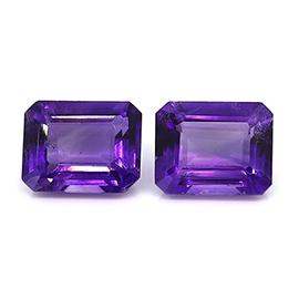 5.72 cttw Pair of Emerald Cut Amethysts : Intense Purple