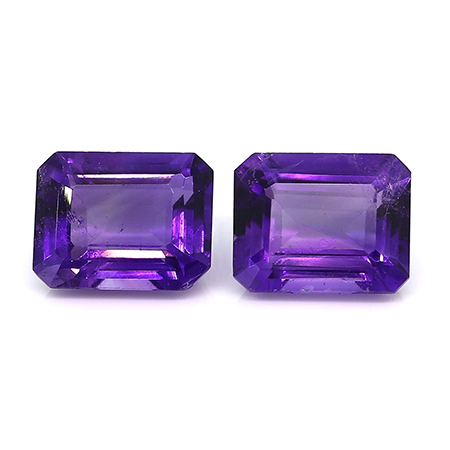 5.72 cttw Intense Purple Pair of Emerald Cut Natural Amethysts