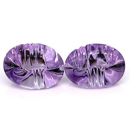 15.11 cttw Pair of Oval Amethysts : Fine Purple