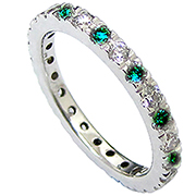 18K White Gold 1.00cttw Diamond & Emerald Band