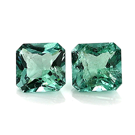 0.77 cttw Pair of Emerald Cut Emeralds : Rich Green