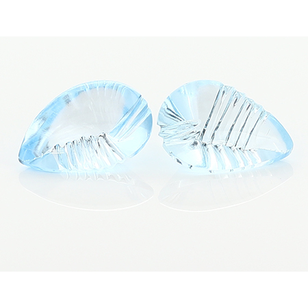 21.58 cttw Pair of Etched Pear Shape Topazs : Fine Blue