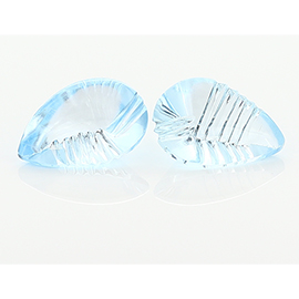 21.58 cttw Pair of Etched Pear Shape Topazs : Fine Blue