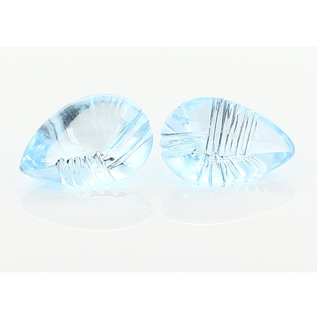 23.76 cttw Pair of Etched Pear Shape Topazs : Fine Blue