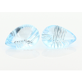 23.76 cttw Pair of Etched Pear Shape Topazs : Fine Blue