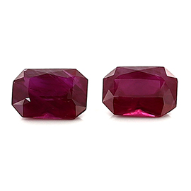 1.98 cttw Pair of Emerald Cut Rubies : Pigeon Blood Red