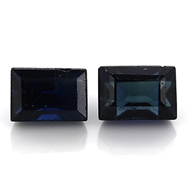 0.38 cttw Deep Darkish Blue Pair of Baguette Natural Sapphires