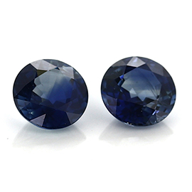 2.97 cttw Rich Blue Pair of Round Natural Blue Sapphires