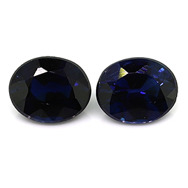 0.62 cttw Pair of Oval Blue Sapphires : Deep Royal Blue