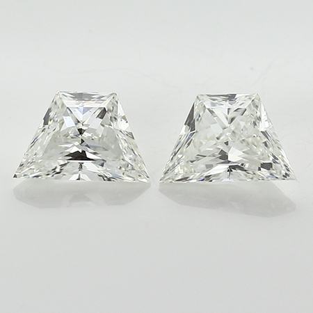 2.11 cttw Pair of Trapezoid Brilliant Cut Natural Diamonds : H / VS2