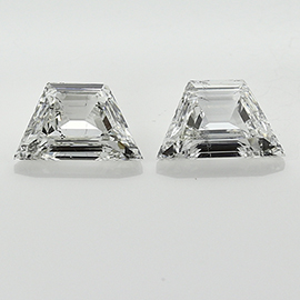 1.42 cttw Pair of Trapezoid Step Cut Natural Diamonds : G / SI2