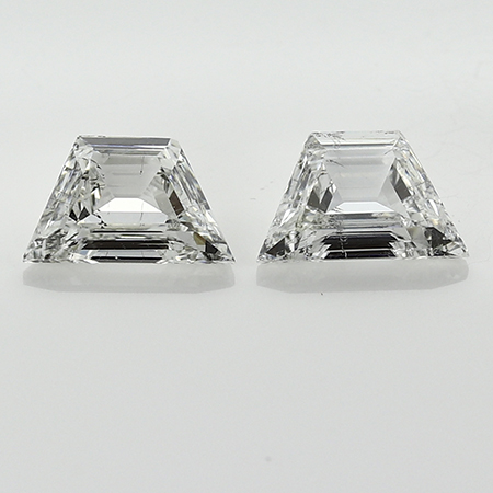 1.42 cttw Pair of Trapezoid Step Cut Natural Diamonds : G / SI2